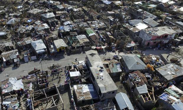 An aerial views of Jeremie, 188 kilometres west of Port-au-Prince, on Oct. 10, 2016, after the passage of Hurricane Matthew. Haiti faces a humanitarian crisis that requires a ‘massive response’ from the international community, the United Nations chief said, with at least 1.4 million people needing emergency aid.