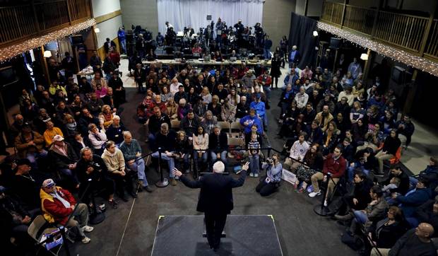 Democratic presidential candidate Bernie Sanders speaks at a campaign event in Fort Dodge, Iowa.