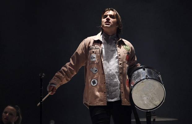 Win Butler of Arcade Fire performs with the band at The Forum on Oct. 20, 2017, in Inglewood, Calif.