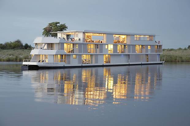 You would expect that a boat named the Zambezi Queen would cruise the river of the same name, but the Zambezi proved too tricky for this three-storey vessel to navigate. Instead, it travels a 25-kilometre stretch of the Chobe River.