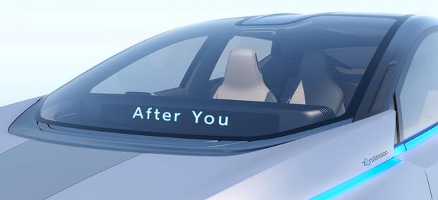 A signal on the driverless Nissan IDS concept car.