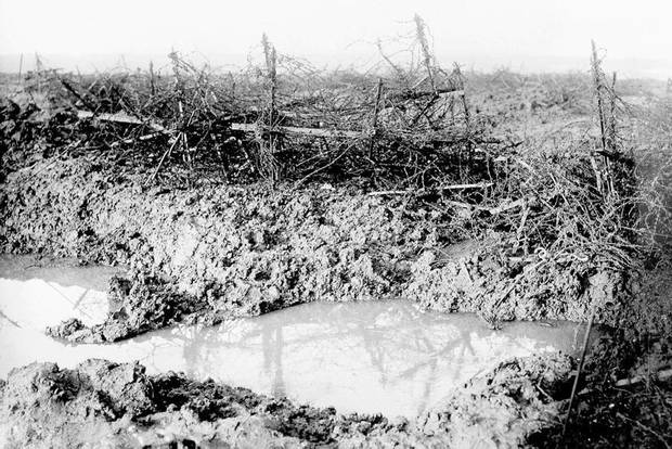 The battlefield at Beaumont-Hamel on the first day of the Somme offensive was a quagmire of mud, water and barbed wire. The approximately 800 officers and soldiers of the 1st Newfoundland Regiment were nearly wiped out in the battle.