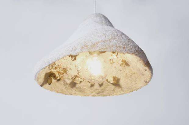 This Jan Berbee lamp uses a styrofoam-like material made from mushrooms.