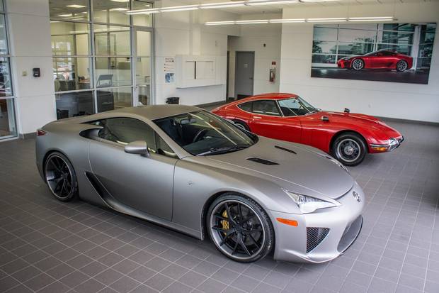 Toyota 2000GT, right, was featured in the James Bond film You Only Live Once. The LC 500 takes cues from the LFA, left, with its classic proportions and sharply creased styling.
