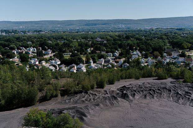 Swoyersville, Pa., as seen from the top of the Harry E. Culm Bank, a giant mountain made of coal waste.