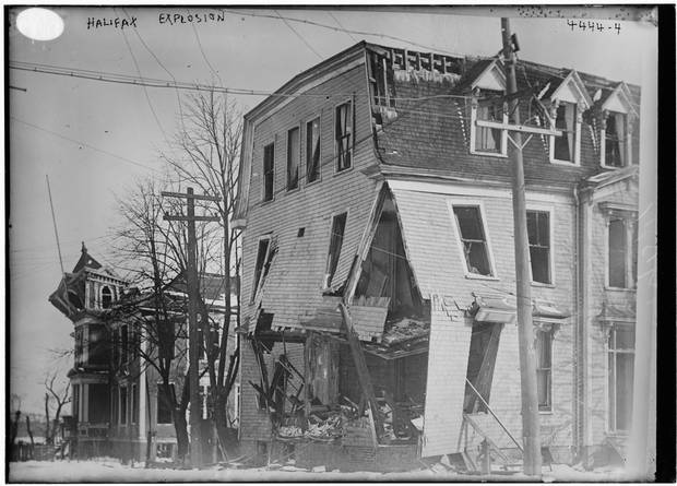 Damaged houses in Halifax after the explosion. Other reports of the explosion’s aftermath included factory workers crushed inside collapsed brick and stone buildings.