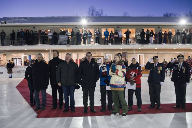 Feb. 9, 2018: Opening ceremonies for the World's Longest Hockey Game.