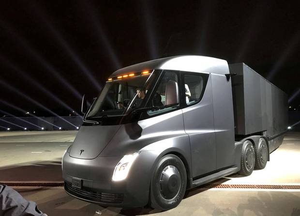 Tesla's electric truck is unveiled at a presentation Nov. 16, 2016