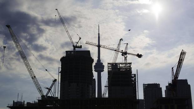 Condominiums are seen under construction in Toronto.