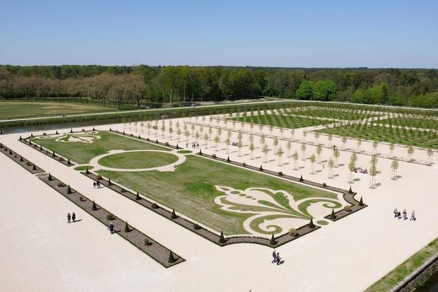 The 18th century formal French garded at Chateau de Chambord has been recreated following years of historical research. 