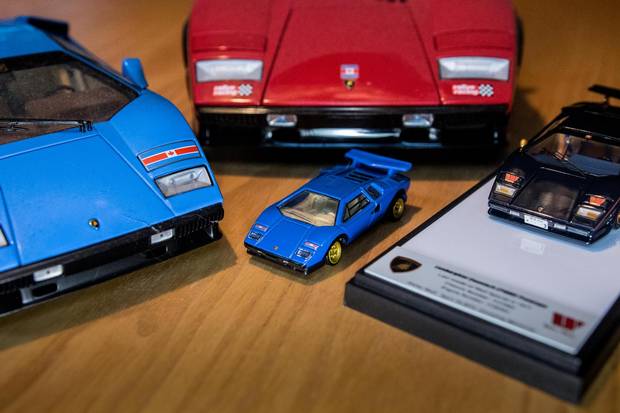 A Model Wolf Pack. The red car was the first proper prototype, then the light blue. The very dark blue car was the last and fiercest, with a handbuilt V-12 making nearly 500 horsepower.