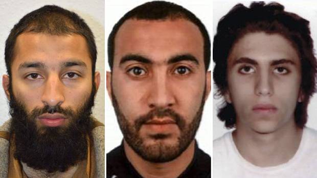 The three suspects in the London attack have been identified as Khuram Shazad Butt, Rachid Redouane and Youssef Zaghba.