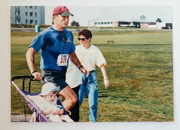 Captain Brad Elms and his daughter Stephanie during a marathon run.