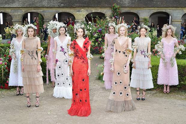 Models on the catwalk at the Rodarte show at Haute Couture Fashion Week in Paris on July 2, 2017.