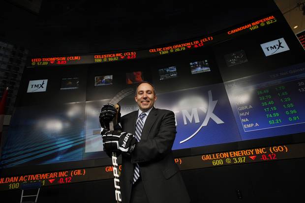 Kevin Davis, former CEO of Performance Sports Group, is shown in 2011 as his company, then known as Bauer Performance Sports, went public in Toronto.