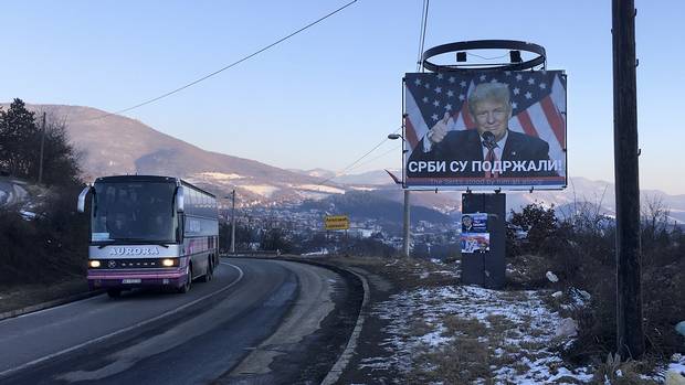 Billboards boasting of Serbia's support for Donald Trump line the highways of Serb-dominated northern Kosovo.