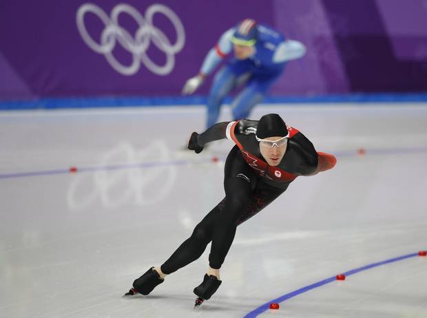 Ted-Jan Bloemen of Canada competes in the men’s 5000m speed skating event at the 2018 Winter Olympics in Pyeongchang, South Korea.