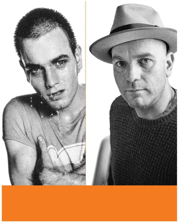 T2 Trainspotting star Ewan McGregor in the original 1996 film, left, and today, right.