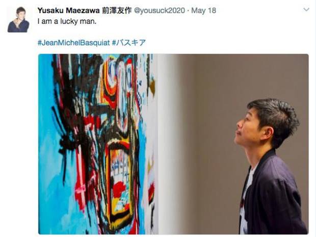 Yusaku Maezawa sent this tweet after purchasing a Jean-Michel Basquiat for $110.5-million U.S.