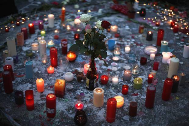 Flowers, candles and tributes, to the victims and injured, continue to adorn the Place de la Bourse in Brussels following Tuesday’s terrorist attacks.
