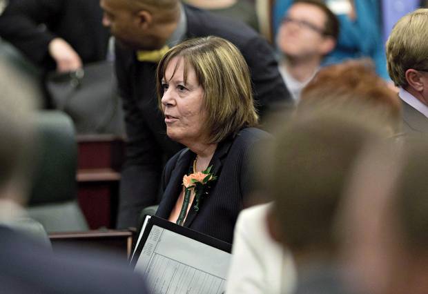 Alberta's Minister of Energy Marg McCuaig-Boyd after the Speech from the Throne in Edmonton on June 15, 2015.