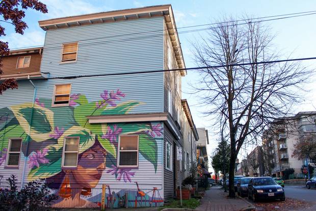 Ilya Viryachev 1 Resolve in Nature, on a group home in Vancouver's Lower East Side, painted by Vancouver-based artist Ilya Viryachev.