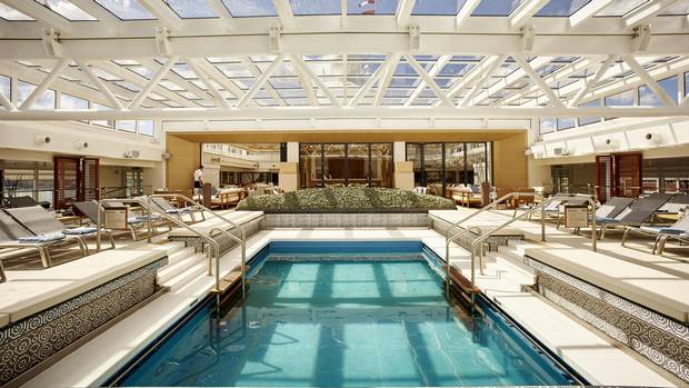 One of the most impressive feature on the ship is the retractable roof over the pool area. It opens wide for guests collecting rays during the day and unfolds to keep the chilly evening breeze at bay.