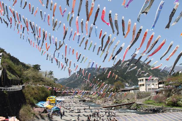 Kanna-machi comes to life every spring with the koinobori festival, featuring hundreds of giant carp streamers.