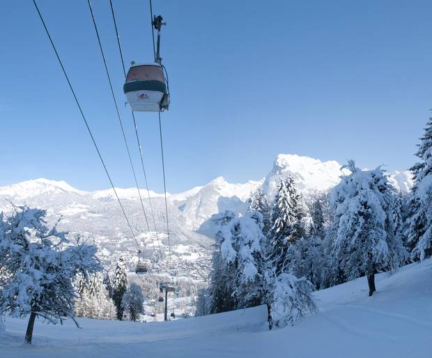 A gondola takes visitors from Samoens to the Grand Massif ski area.