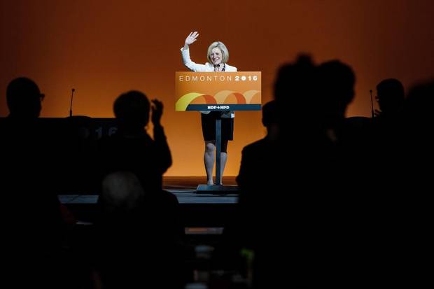 Alberta Premier Rachel Notley gives a speech during the 2016 NDP Federal Convention in Edmonton earlier this month.