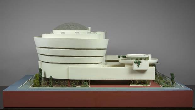 A model of the Solomon R. Guggenheim Museum.