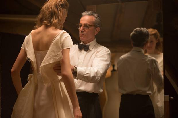 Phantom Thread stars Vicky Krieps, leftm and Daniel Day-Lewis, who plays fictional London couturier Reynolds Woodcock.
