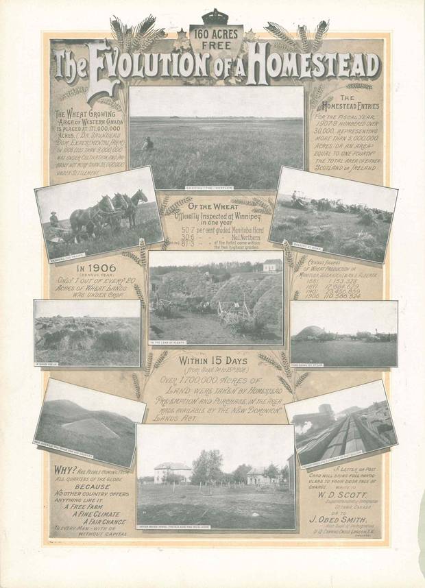 Another ad in the 1908 Christmas magazine extols the fertility and output of western farmland. ‘No other country offers anything like it: A free farm, a fine climate, a fair chance to every man – with or without capital.’