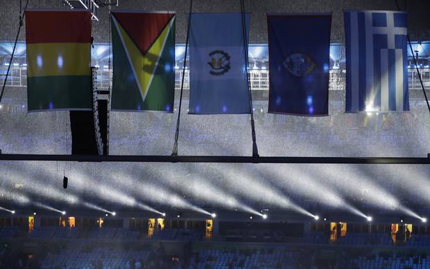 Rain falls in Maracana Stadium before the closing ceremony of the 2016 Summer Olympics in Rio de Janeiro, Brazil, Sunday, Aug. 21, 2016.