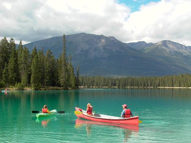 Canoeing and kayaking at the Jasper Park Lodge.