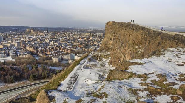 Looking over to the city of Edinburgh from Salisbury Crags.