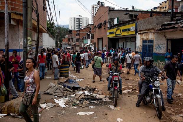 The morning after a night of looting in the El Valle neighborhood of west Caracas.