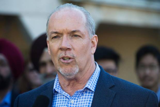 NDP Leader John Horgan during a campaign stop outside a supporter's home in Richmond, B.C., on May 4, 2017.