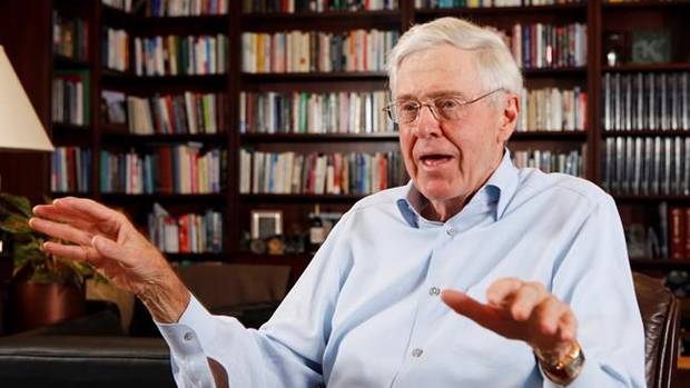 In this photo May 22, 2012 file photo, Charles Koch speaks in his office at Koch Industries in Wichita, Kansas. A billionaire industrialist and conservative benefactor Koch, he and his brother David regularly host hundreds of the nation's most powerful political donors. 