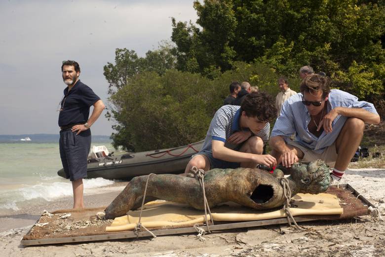 Michael Stuhlbarg, Timothée Chalamet and Armie Hammer in Call Me By Your Name.