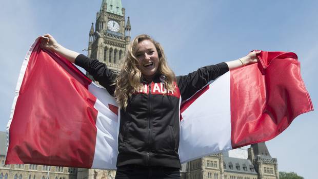 Trampolinist Rosie MacLennan was introduced in Ottawa on July 21, 2016, as the Canadian flag-bearer for the upcoming Olympic Games in Rio de Janeiro. MacLennan won Canada’s only gold medal at the London Olympics in 2012.