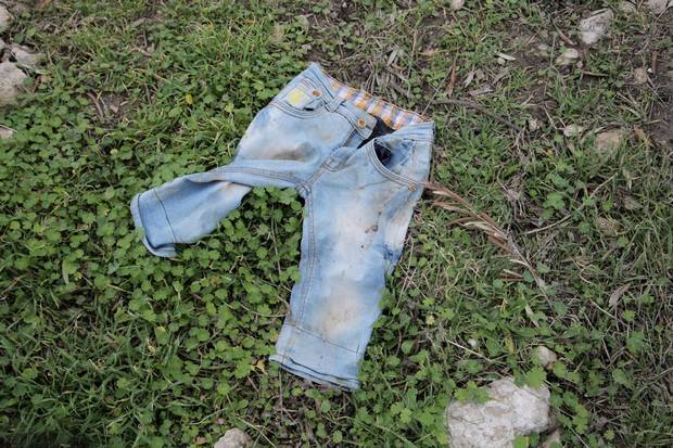 A child’s trousers, abandoned in the olive grove near Ayvalik.
