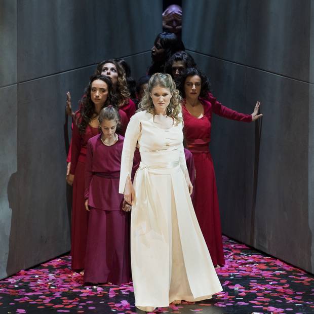Jane Archibald, centre, plays Konstanze in the Opéra National de Lyon production of The Abduction from the Seraglio, 2016. Photo: Bertrand Stofleth