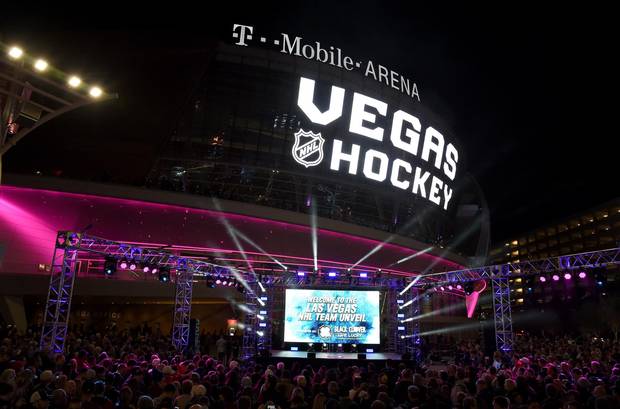 A crowd gathers at the T-Mobile Arena in November 2016 for the announcement that the Las Vegas NHL franchise would be named the Golden Knights. Vegas meets commissioner Gary Bettman’s trinity of NHL needs: a state-of-the-art arena, a moneybags owner and a location in the U.S. Southwest, bringing greater geographic balance to the league’s conferences.