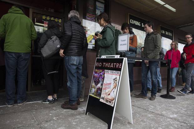 Crowds gather for the Vancouver International Mountain Film Festival at the Rio Theatre on Feb. 10, 2018.