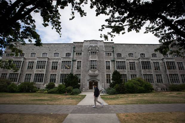 A student walks past the UBC Chemistry Building.