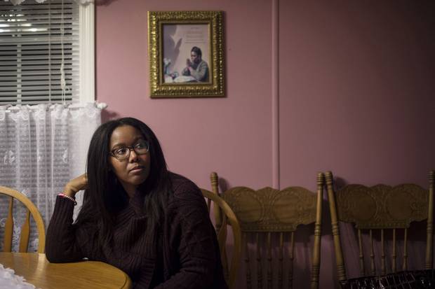 Shonda Borden sits at the kitchen table in her aunt Sarah’s home in Monastery, N.S.