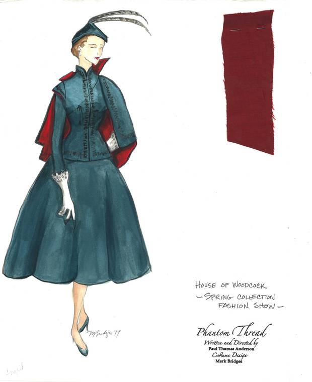 Costume designer Mark Bridges made adjustments to an initial sketch that Day-Lewis drew to create the House of Woodcock look.
