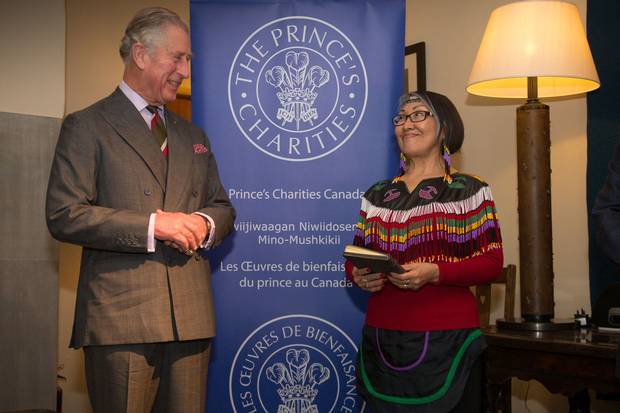 Prince Charles plays host to a reception and roundtable discussion on perserving Indigenous language at his residence at Llwynywermod, Dyfed, Wales. Next to the Prince is Monika Ittusardjuat, who read a blessing on the house.