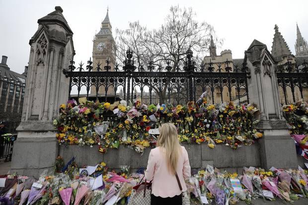 A memorial was built up outside the Houses of Parliament in memory of those who died in the Westminster terror attack in March, 2017. Five people, including the assailant, were killed and around 40 people were injured.
